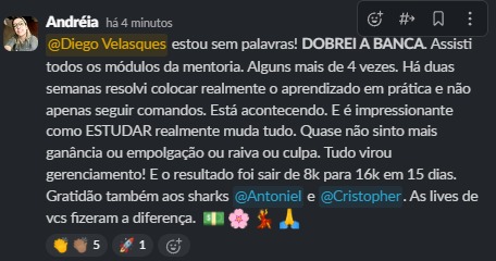 Depoimento de aluno 4 — Grupo dos Tubarões