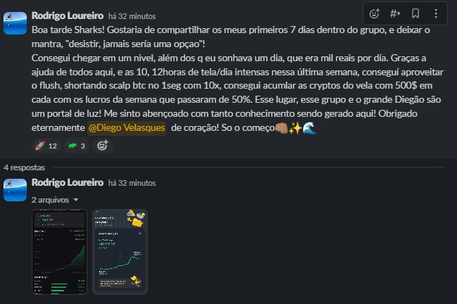 Depoimento de aluno 3 — Grupo dos Tubarões