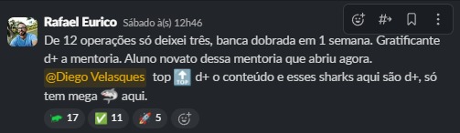 Depoimento de aluno 5 — Grupo dos Tubarões